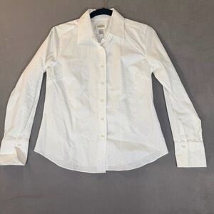 Talbots-Vintage Classic White Brocade Button Down Women’s Shirt-Petite Sz 4